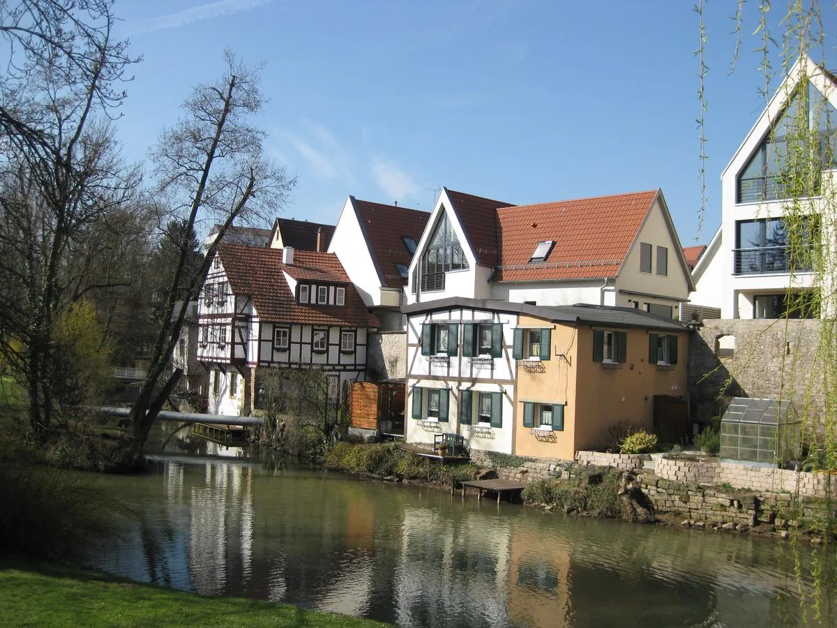 Häuser an der Rems in der Waiblinger Altstadt